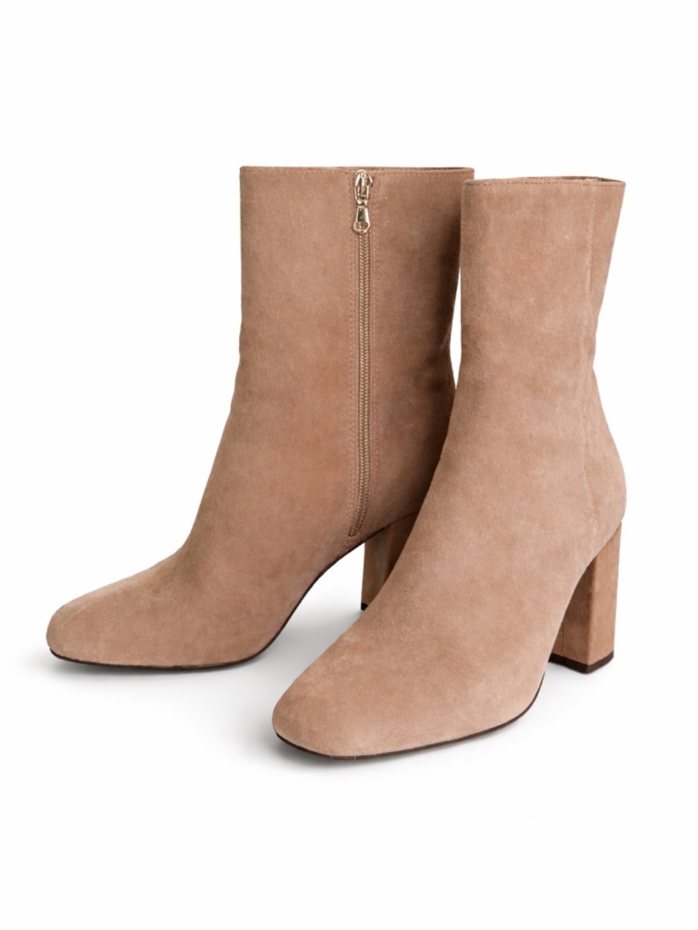 Ann Taylor Suede Ankle Boots Taupe Block Heel Size 10